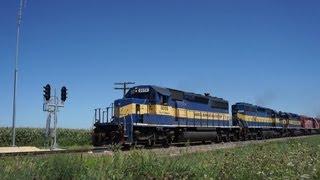 DM&E 6056 leads "273" west near Kirkland, IL on 8/17/2012