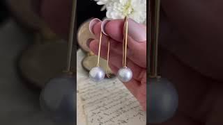 Modern 18ct Yellow Gold South Sea Pearl Drop Earrings