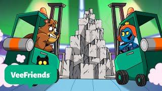 Forklift Truck GIANT BLOCK TOWER build off ! | VeeFriends ‍⬛ Cartoons