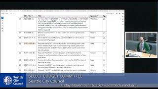 Seattle City Select Budget Committee 11/15/24 Session II