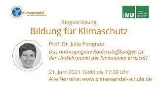 Ringvorlesung "Bildung für Klimaschutz" | Prof. Julia Pongratz