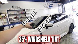 Windshield Tint it SO ILLEGAL but AWESOME || 35% Windshield Tint Review || BLACKED OUT WRX