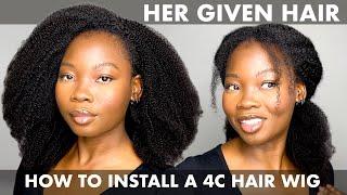 HOW TO INSTALL A NATURAL HAIR WIG WITH NO GLUE | HERGIVENHAIR | #4chair