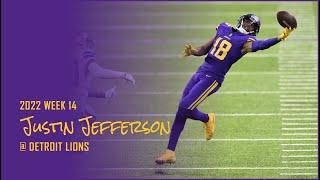 Justin Jefferson WR Minnesota Vikings | Every Target and Catch | 2022 Week 14 @ Detroit Lions