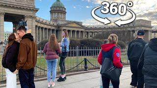 360° VR HAPPY RUSSIAN PEOPLE  Walking St. Petersburg Nevsky Prospekt - ⁴ᴷ