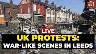 LIVE: Riots Break Out In UK's Leeds, Bus Set On Fire, Police Car Overturned | Leeds Protest Updates