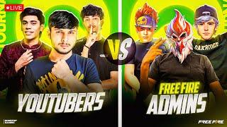 YOUTUBERS  vs FF ADMINS  BIGGEST BATTLE IS HERE  #nonstopgaming -free fire live