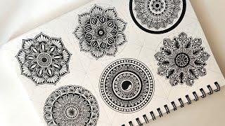 6 beautiful and easy mandala art for beginners || Complete Guide on mandala drawing Techniques
