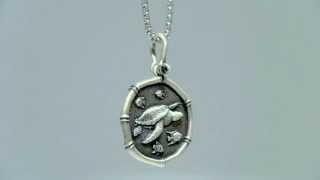 Guy Harvey Jewelry Turtle Necklace Sterling Silver with Box Chain