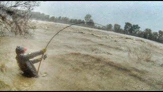 Crazy Man Fight Big Catfish in a Swollen River Under the Storm - HD by Catfish World