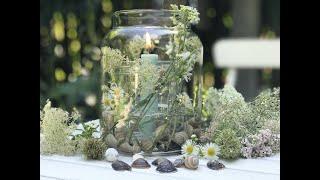 DIY. #Sommer Windlicht mit Wiesenblumen und Blumen Tischdeko mit Kräutern. Gläser upcycling