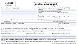 IRS Form 433-D walkthrough (Setting up an Installment Agreement)