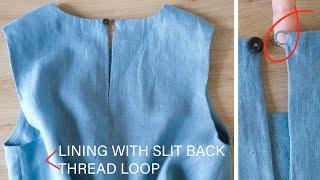  How To Sew Lining With Slit Back / Make Thread Chain Button Loop / Thuy Sewing