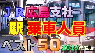 ＜J1＞乗車人員ランキング 山口県＆広島都市圏 下関･広島･呉･東広島･廿日市 各都市駅ランクイン【ＪＲ広島支社_駅 乗車人員ベスト５０_2019年度版】