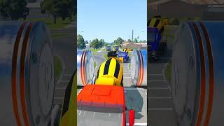 Big Trucks & Buses vs Bollard Crushers - BeamNG.Drive #beamngdrive #beamdrive #truck #bus #shorts