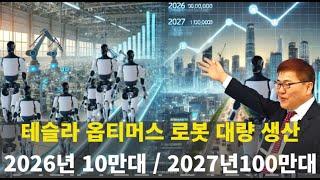 테슬라 옵티머스 로봇 2026년 10만대 / 2027년100만대 생산한다.