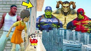 Franklin and Shinchan & Pinchan play HIDE AND KILL with Squid Game Doll In GTA 5