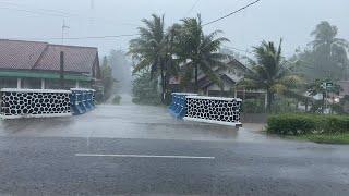 Horrible!! Walk in Thunderstorms and Super Heavy Rain in Rural Indonesia | ASMR Natural Rain Sounds