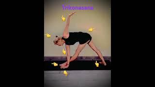#yoga #shortvideo #yogaforbeginners 26. Yoga Pose for Beginners Parvritta Trikonasana #yogi #balance