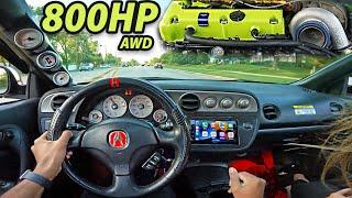 POV Drive: 800HP AWD 2002 Acura RSX Type-S | LOUD Turbo | Wifey Reaction | 3D Audio