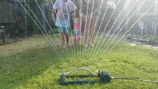 Playing in the sprinklers