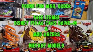 PoundFun Mail Opening - Free Items! - Disney Pixar Cars Drive-In & XRS Mudracers Diecast Models