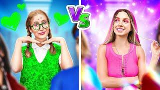 Extreme Makeover from Nerd to Popular Girl! Broke Clothing Hacks in a Rich College!