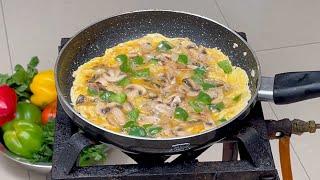 Mushroom Omelette Recipe | Street Food