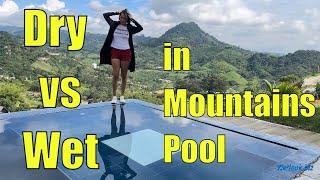 Dry vs Wet in Mountains Pool | Wetlook girl coat | Wetlook shorts