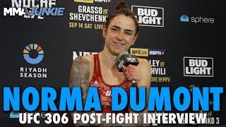 Norma Dumont Talks Irene Aldana's Horrific Cut, Path to Title Shot after Sphere Win | UFC 306