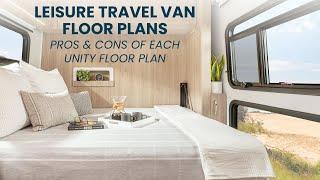 Leisure Travel Vans floor plans - PROS & CONS of Unity MB, RL, FX, CB, IB, TB
