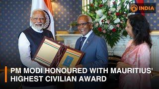 India PM Modi honoured with Mauritius' highest civilian award | DD India Live