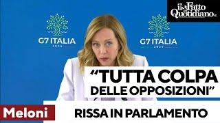 Rissa in Parlamento, Meloni dà la colpa alle opposizioni: "Dileggiano i membri del governo"