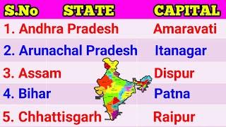 States and Capitals 2024 | Indian States and Capitals in English | States of India | 28 States Names