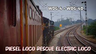 WDG-4 + WDG-4D Rescuing Failed WAP-1 with Intercity Express | Journey | #rescue #indianrailways #yt