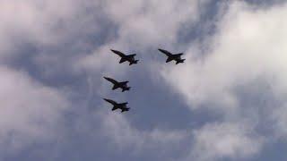 T-38s at Beale AFB.  4 Black T-38 Talon's fly in formation. 60fps. 2018.