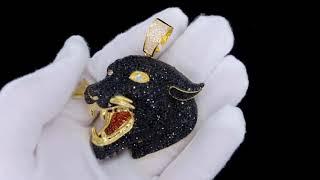 Black Panther VVS CZ Hip Hop Gold Bling Bling Pendant | 3D Iced Out Jewelry