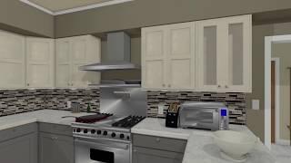 Walking to the Kitchen. 3D Rendering of Custom Virginia House