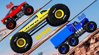 Monster Truck 4x4 vs 6x6 #2 - Who's Better? - Beamng drive