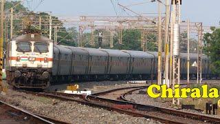 110 KMPH High Speed Curving Trains + Arrival & Departing Trains at Chirala | INDIAN RAILWAYS