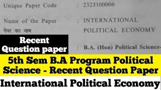 Sol du B.A Programme International Political Economy Recent Question Paper 2024