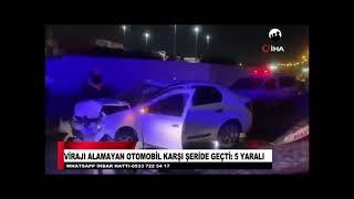 VİRAJI ALAMAYAN OTOMOBİL KARŞI ŞERİDE GEÇTİ 5 YARALI