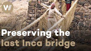 Ancient Quechua tradition preserved in the Q'eswachaka Bridge, the Inca rope bridge  (Andes, Peru)