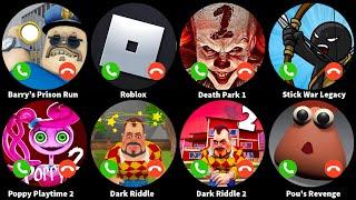 Barry's Prison Run,Roblox,Dath Park 1+2,Poppy Playtime Chapter 2,Dark Riddle,Dark Riddle 2,Pou's