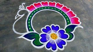 New year muggulu 2025 peacock designsankranthi muggulu coloursnew year rangoli 2025 Super Rangoli