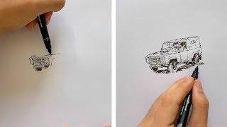 Talented Artist Draws A Land Rover From Memory