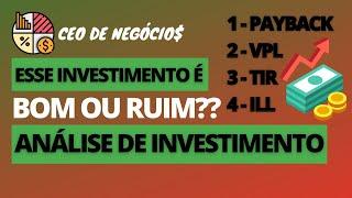 QUAIS OS MELHORES CRITÉRIOS PARA ANÁLISE DE UM INVESTIMENTO | ANÁLISE DE PROJETO | CEO DE NEGÓCIOS