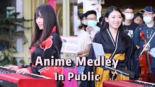 the Hottest ANIME MEDLEY live performance in public | Kathie Violin & Ru's Piano