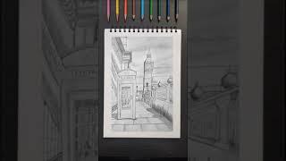 London tower cityscape pencil drawing #shorts #london #cityscape