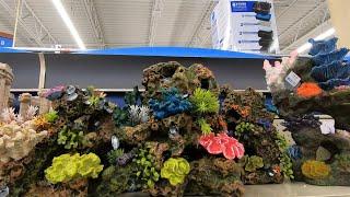 PETSMART TOP FIN AQUATIC ORNAMENTS STONE CORAL WITH PLASTIC PLANTS CLOSE UP LOOK